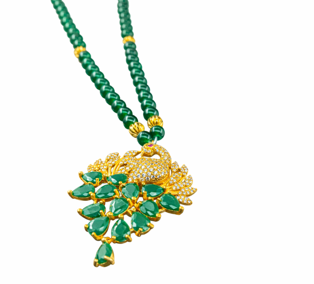Emerald Peacock Pendant Necklace