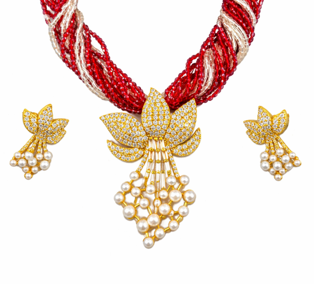 Elegant Red and Gold Jewelry Set