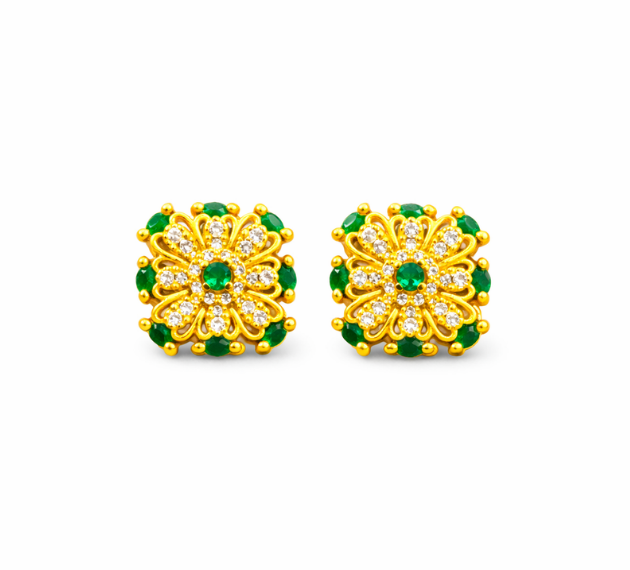 Gold Floral Stud Earrings